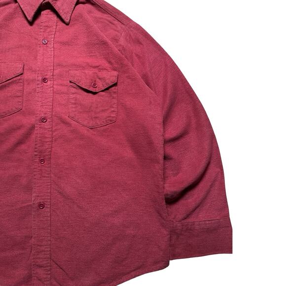 Vintage Arctic Chamois Shirt Button L USA Made 90s Mens Long Sleeve Red Solid - Picture 2 of 7